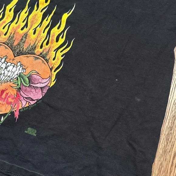 Vintage 90s Metallica Pushead Flaming Skull Heart Artimonde T Shirt Mens XL - Picture 13 of 16